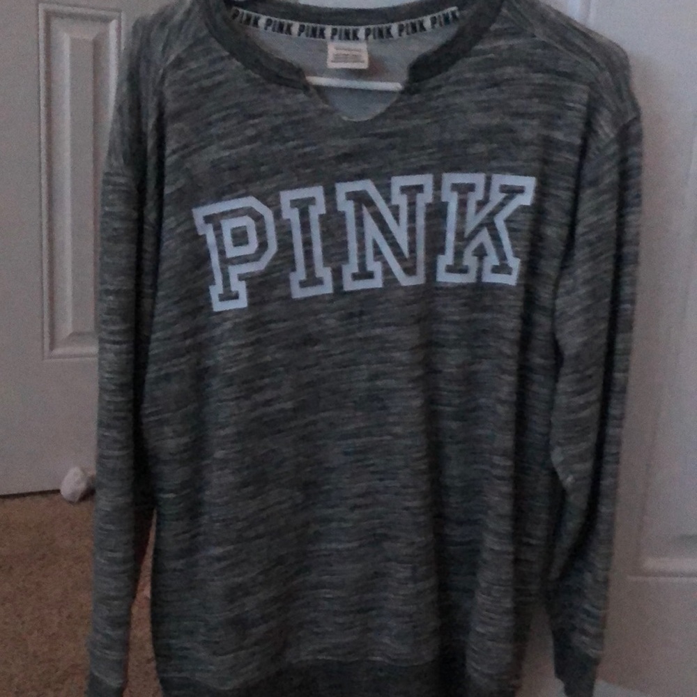 pink oversized sweater, xs, heather gray.